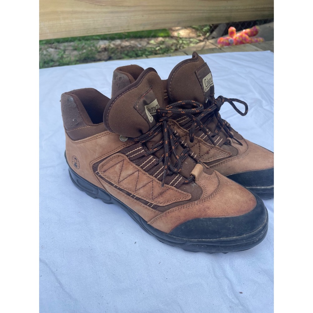 Coleman Covina Brown Leather Hiking Boots Mens Mid Top Trail Shoes 2875610
